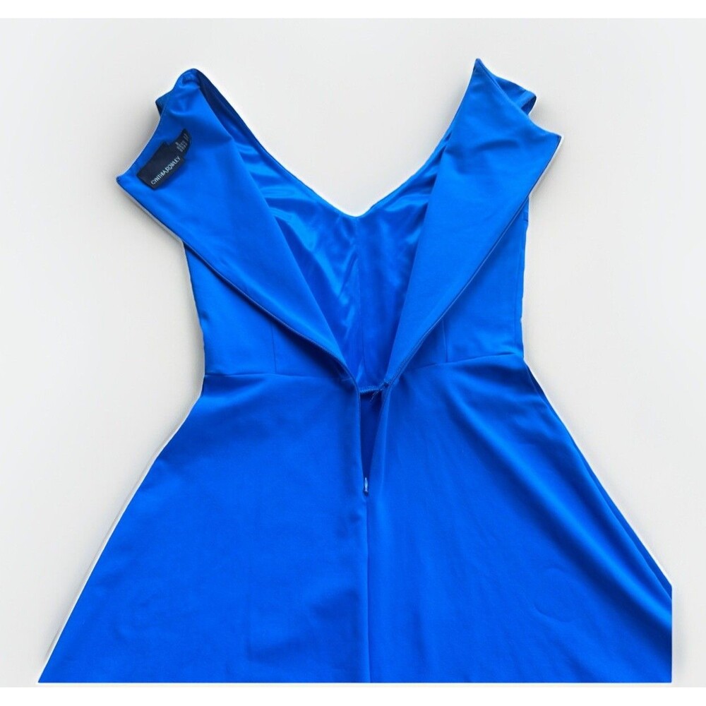 Cynthia Rowley Royal Blue Fit Flare Stretch Soft Dress V neck Sz XS Quiet Luxury - Picture 4 of 16